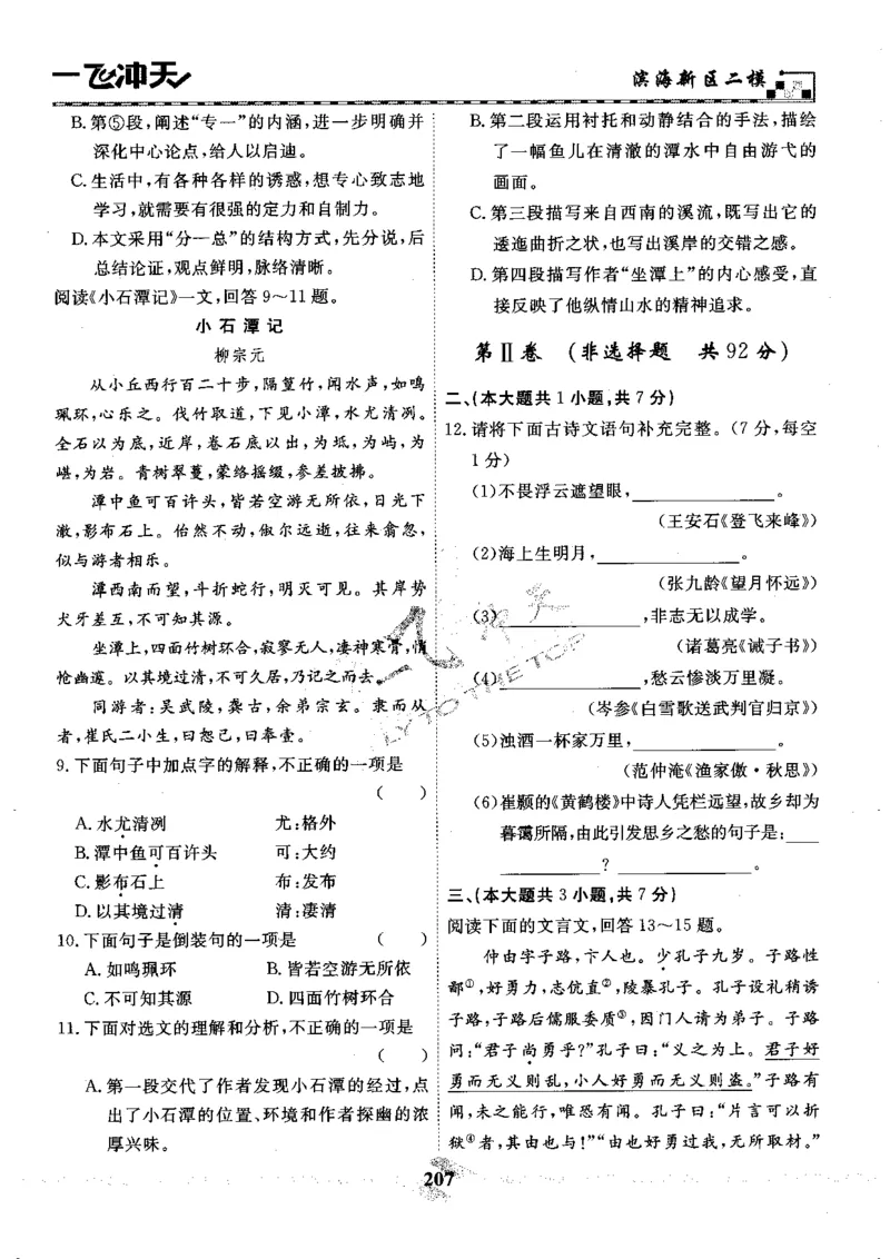 一飞冲天-中考模拟试题汇编-语文_《一飞冲天-中考专项》2026版_一飞冲天-中考模拟试题汇编（2024版）