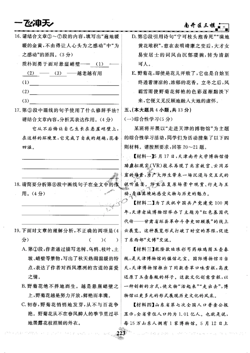 一飞冲天-中考模拟试题汇编-语文_《一飞冲天-中考专项》2026版_一飞冲天-中考模拟试题汇编（2024版）