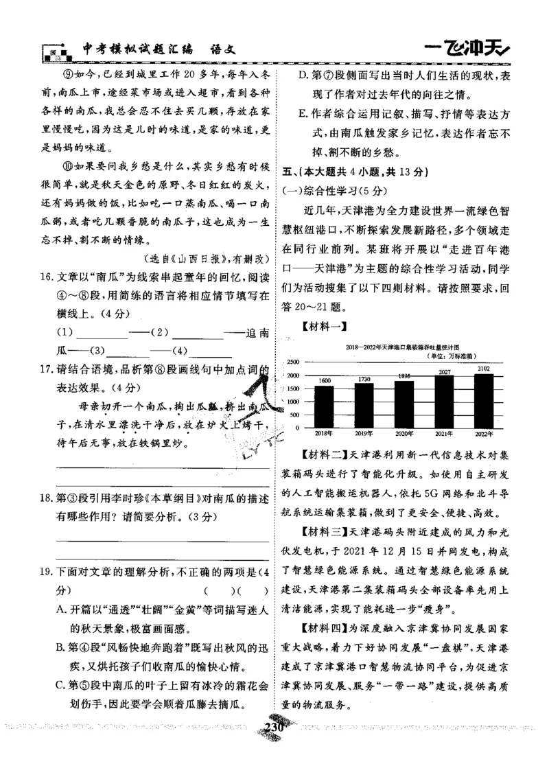 一飞冲天-中考模拟试题汇编-语文_《一飞冲天-中考专项》2026版_一飞冲天-中考模拟试题汇编（2024版）