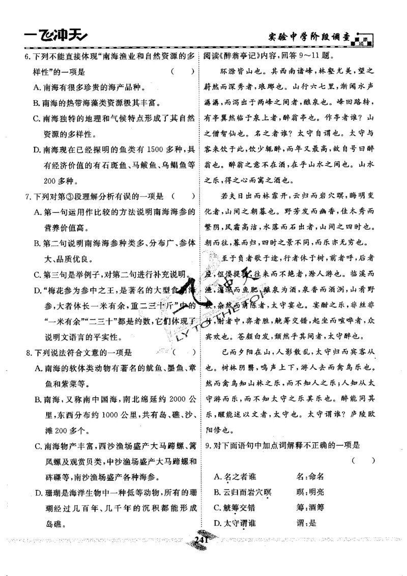 一飞冲天-中考模拟试题汇编-语文_《一飞冲天-中考专项》2026版_一飞冲天-中考模拟试题汇编（2024版）