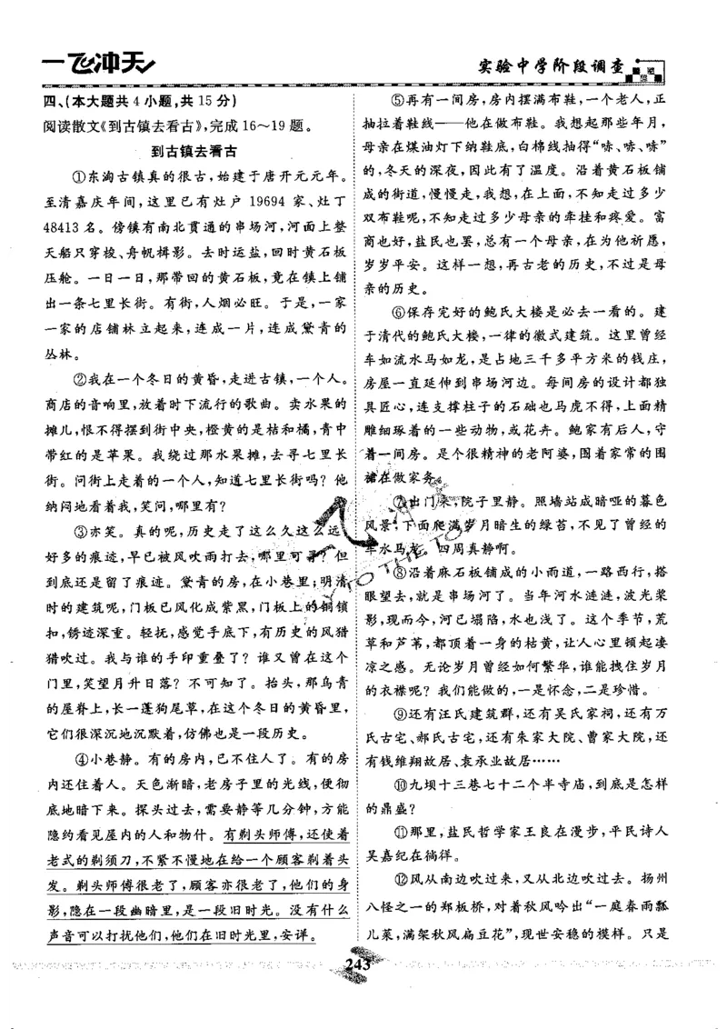 一飞冲天-中考模拟试题汇编-语文_《一飞冲天-中考专项》2026版_一飞冲天-中考模拟试题汇编（2024版）