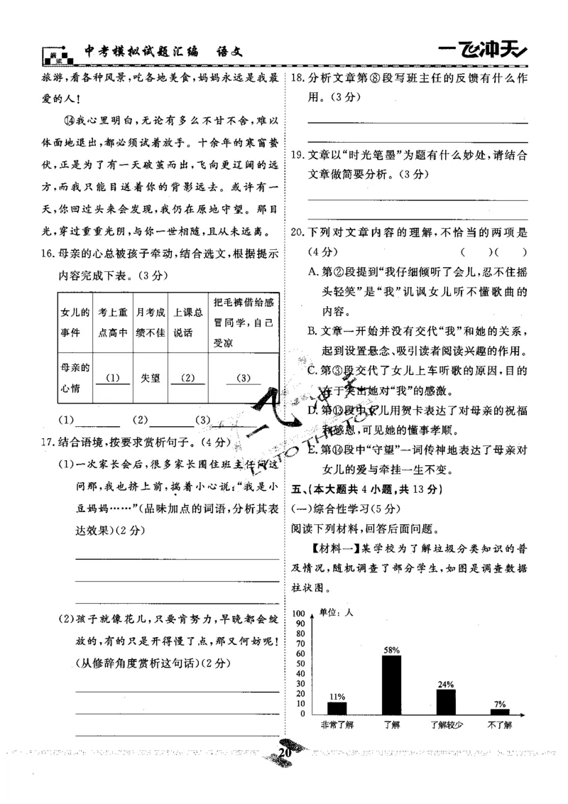 一飞冲天-中考模拟试题汇编-语文_《一飞冲天-中考专项》2026版_一飞冲天-中考模拟试题汇编（2024版）