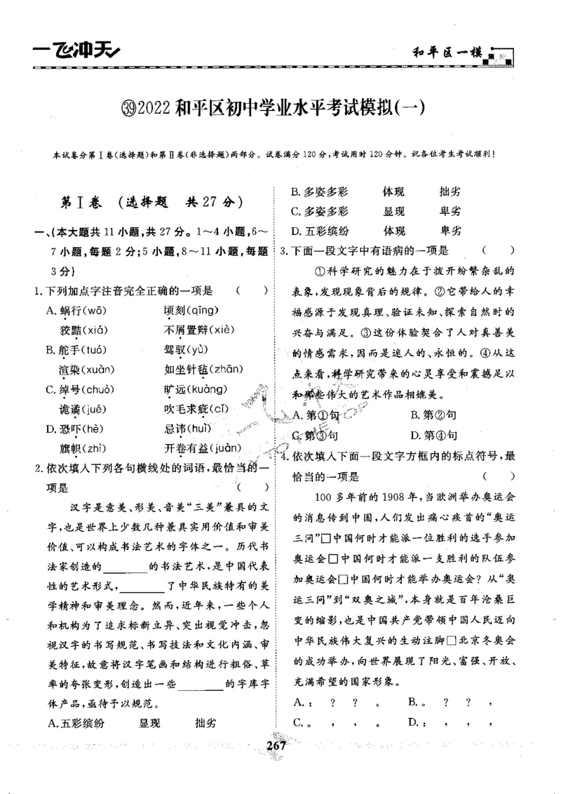 一飞冲天-中考模拟试题汇编-语文_《一飞冲天-中考专项》2026版_一飞冲天-中考模拟试题汇编（2024版）
