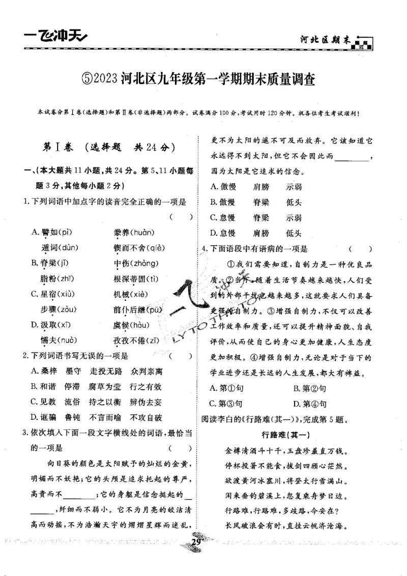 一飞冲天-中考模拟试题汇编-语文_《一飞冲天-中考专项》2026版_一飞冲天-中考模拟试题汇编（2024版）
