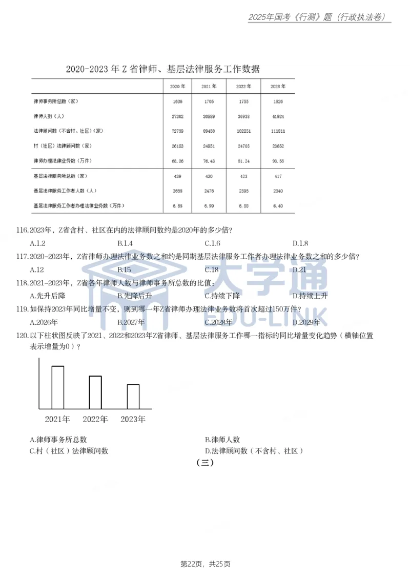 2025年国家公务员录用考试《行测》题（行政执法卷）_2000-2025国考行测PDF