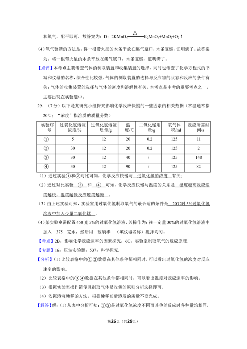 2012年湖南省怀化市中考化学试卷（含解析版）_中考真题_5.化学中考真题2015-2024年_地区卷_湖南省_怀化化学12-222