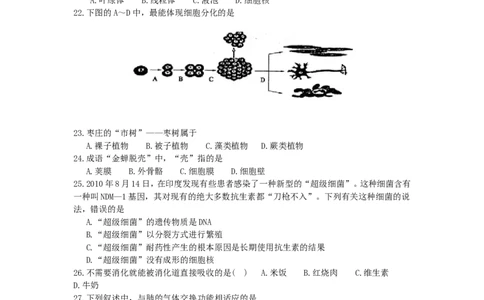 2011年枣庄市中考生物试题及答案_中考真题_8.生物中考真题2015-2024年_地区卷_山东省_枣庄生物10-22缺20