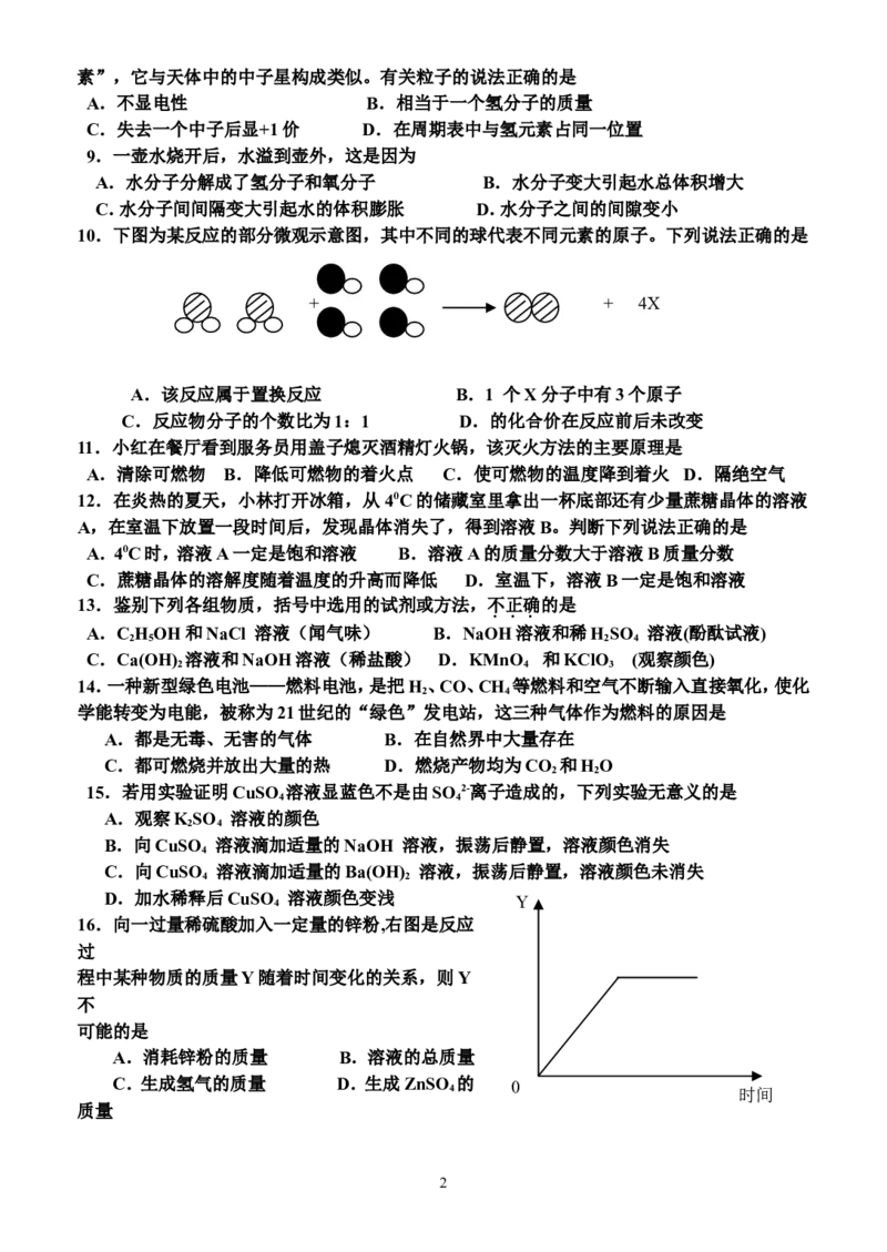 2009年广东省中考化学试卷及答案_中考真题_5.化学中考真题2015-2024年_地区卷_广东省_广东化学（广东省统一试卷）08-22