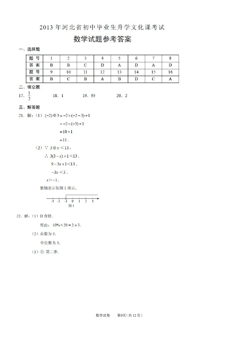 2013年河北省中考数学试题及答案_中考真题_2.数学中考真题2015-2024年_地区卷_河北数学08-23