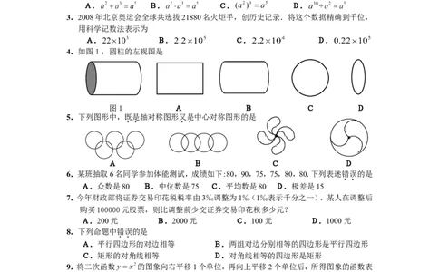 2008年深圳市中考数学试题及答案_中考真题_2.数学中考真题2015-2024年_地区卷_广东省_广东深圳中考数学2008---2022年
