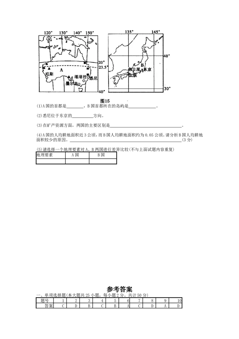 2013年福建省中考地理真题及答案_中考真题_9.地理中考真题2015-2024年_地区卷_福建省_福州中考地理11-20