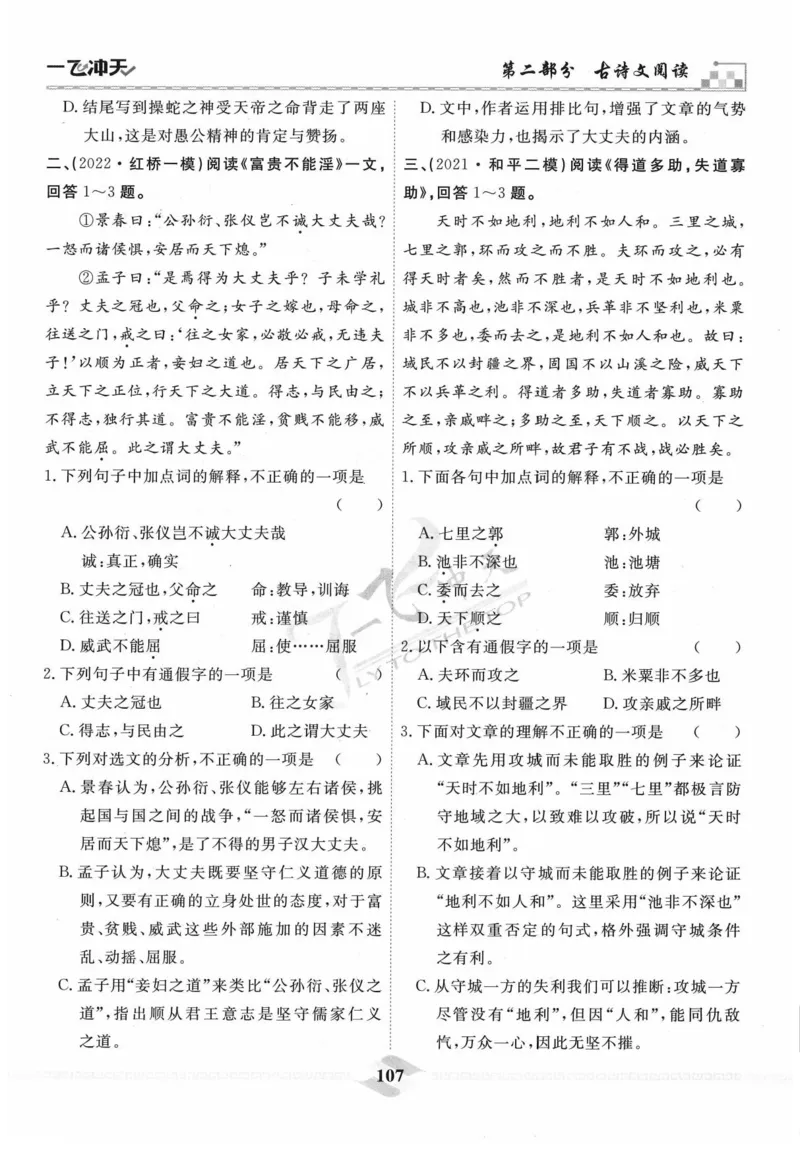 一飞冲天-中考专项精品试题分类-语文_《一飞冲天-中考专项》2026版_一飞冲天-中考专项精品试题分类（2024版）