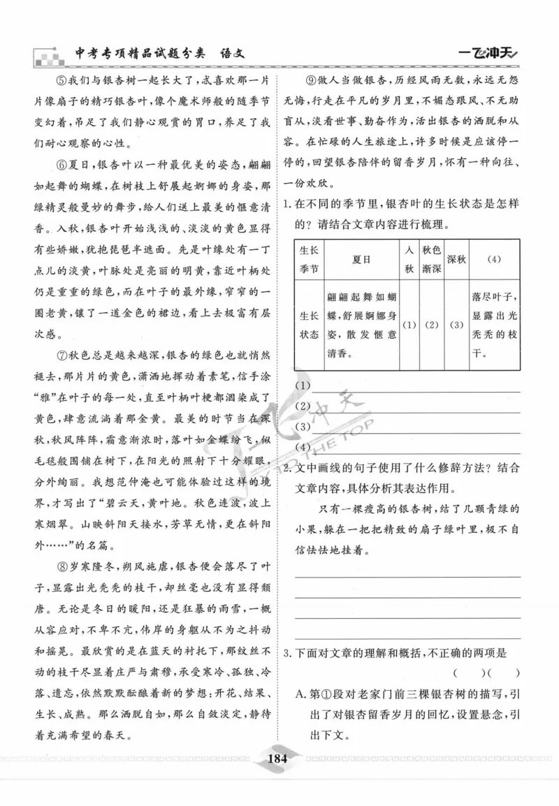 一飞冲天-中考专项精品试题分类-语文_《一飞冲天-中考专项》2026版_一飞冲天-中考专项精品试题分类（2024版）