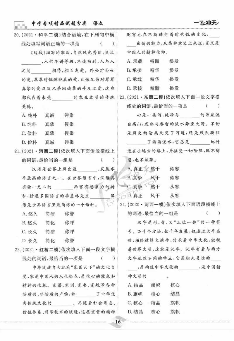 一飞冲天-中考专项精品试题分类-语文_《一飞冲天-中考专项》2026版_一飞冲天-中考专项精品试题分类（2024版）