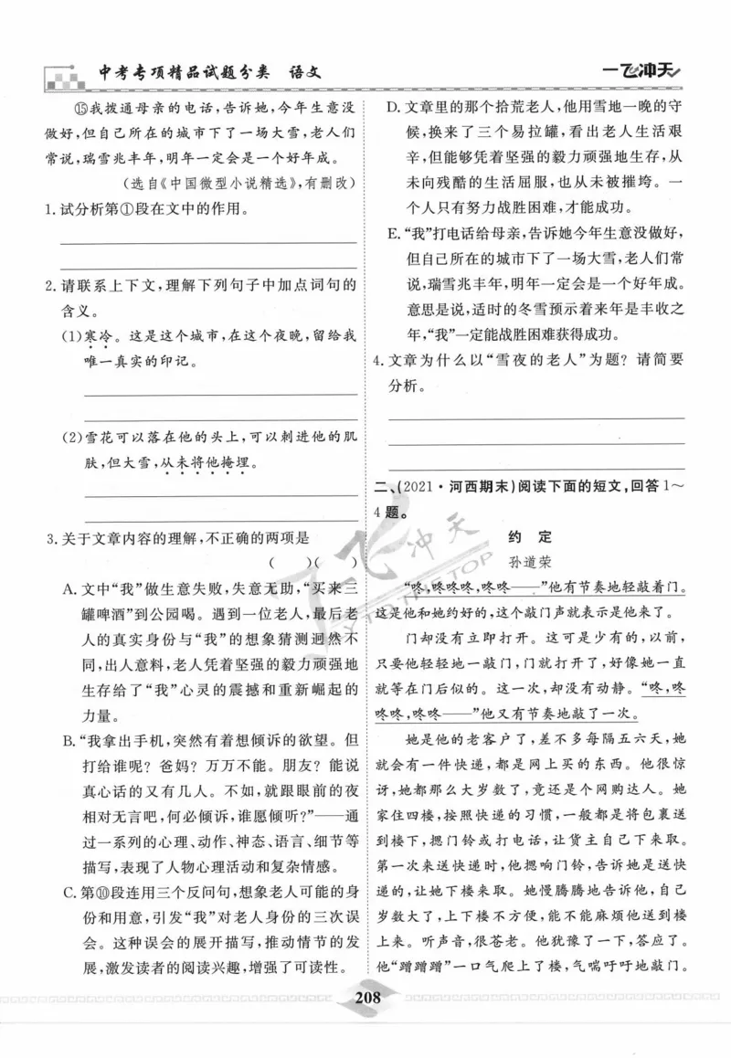 一飞冲天-中考专项精品试题分类-语文_《一飞冲天-中考专项》2026版_一飞冲天-中考专项精品试题分类（2024版）
