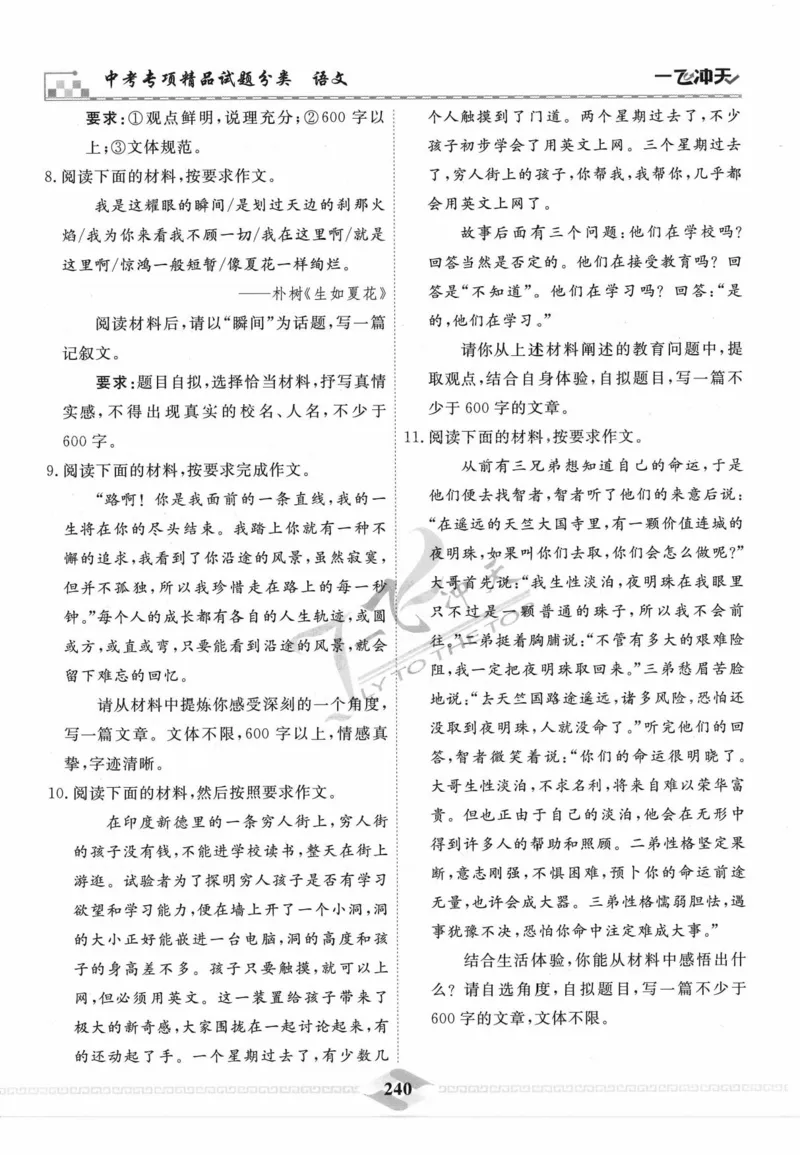 一飞冲天-中考专项精品试题分类-语文_《一飞冲天-中考专项》2026版_一飞冲天-中考专项精品试题分类（2024版）