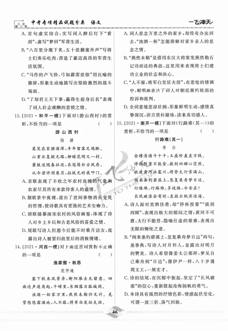 一飞冲天-中考专项精品试题分类-语文_《一飞冲天-中考专项》2026版_一飞冲天-中考专项精品试题分类（2024版）