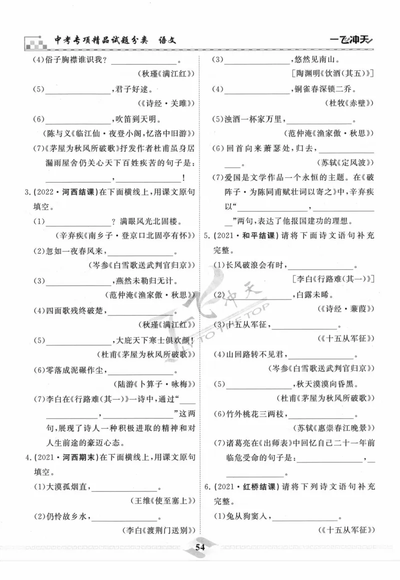 一飞冲天-中考专项精品试题分类-语文_《一飞冲天-中考专项》2026版_一飞冲天-中考专项精品试题分类（2024版）