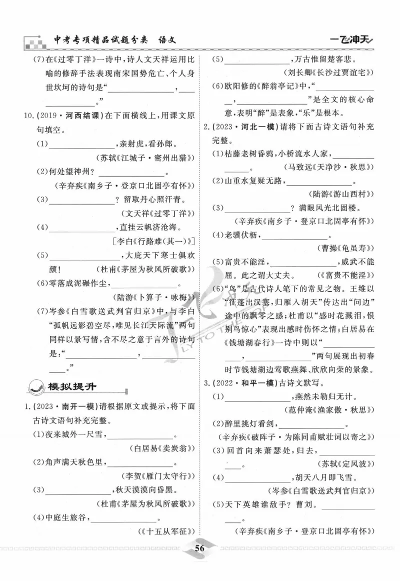 一飞冲天-中考专项精品试题分类-语文_《一飞冲天-中考专项》2026版_一飞冲天-中考专项精品试题分类（2024版）