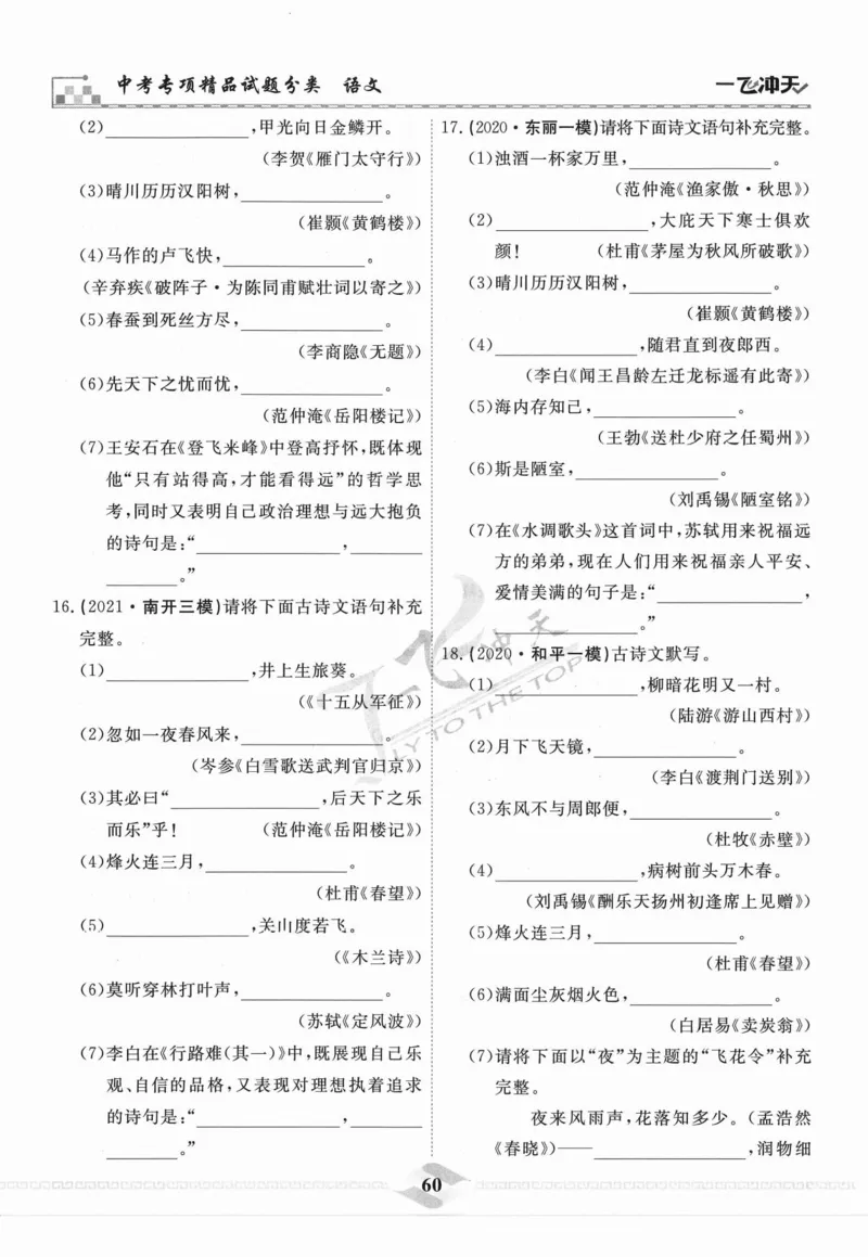 一飞冲天-中考专项精品试题分类-语文_《一飞冲天-中考专项》2026版_一飞冲天-中考专项精品试题分类（2024版）