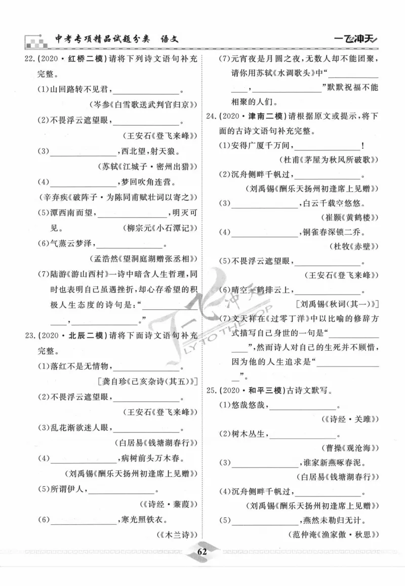 一飞冲天-中考专项精品试题分类-语文_《一飞冲天-中考专项》2026版_一飞冲天-中考专项精品试题分类（2024版）