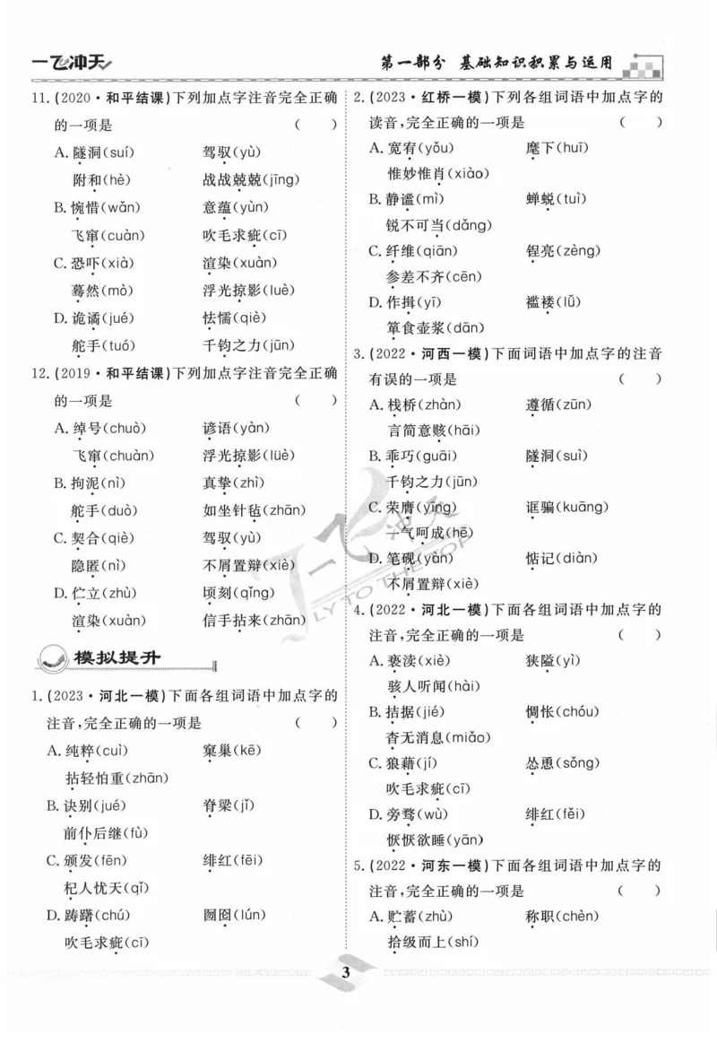 一飞冲天-中考专项精品试题分类-语文_《一飞冲天-中考专项》2026版_一飞冲天-中考专项精品试题分类（2024版）