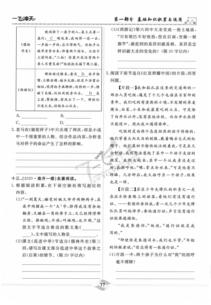 一飞冲天-中考专项精品试题分类-语文_《一飞冲天-中考专项》2026版_一飞冲天-中考专项精品试题分类（2024版）