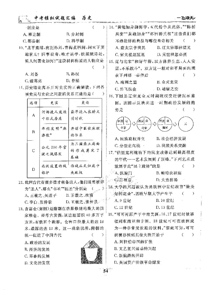 2025《一飞冲天-中考模拟试题汇编》历史_《一飞冲天-中考专项》2026版_一飞冲天-中考模拟试题汇编（2025版）