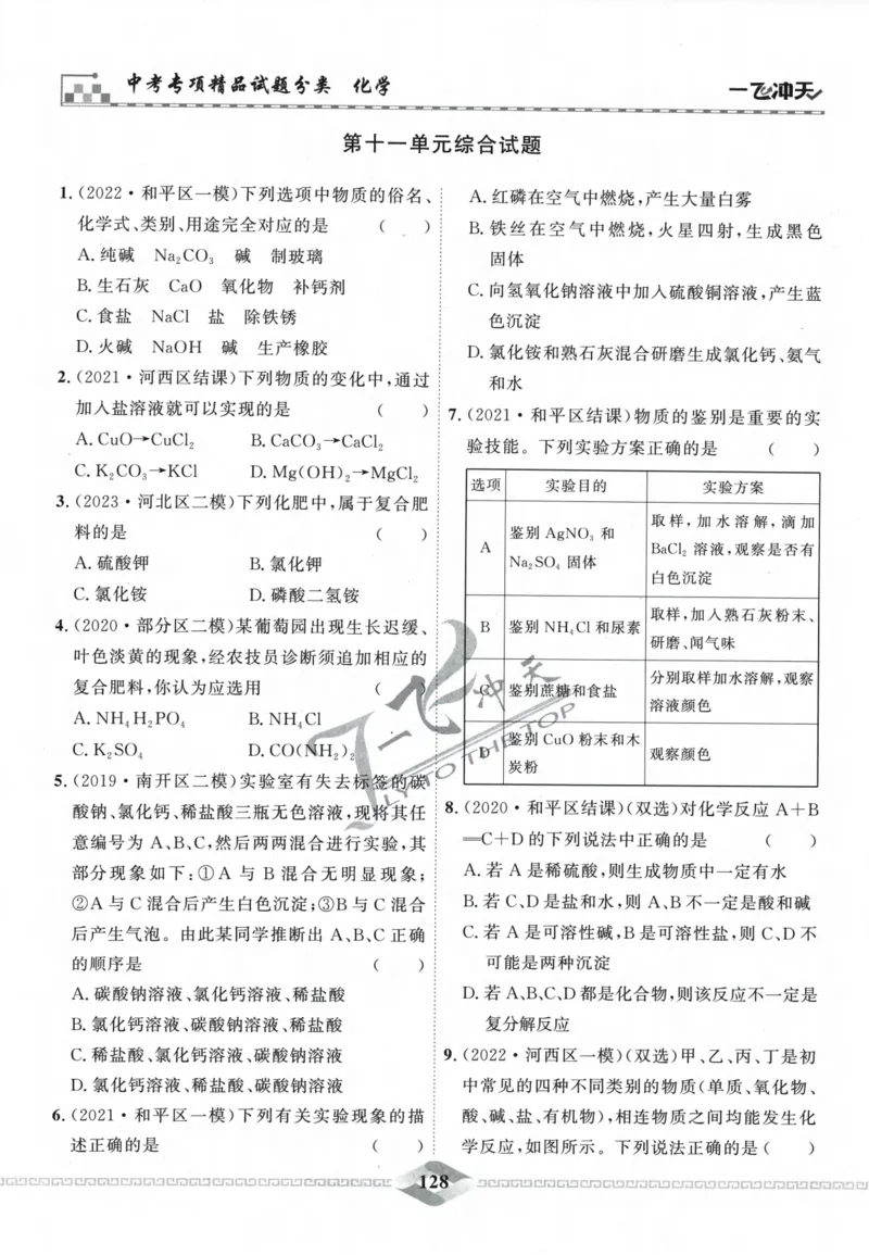 一飞冲天-中考专项精品试题分类-化学_《一飞冲天-中考专项》2026版_一飞冲天-中考专项精品试题分类（2024版）