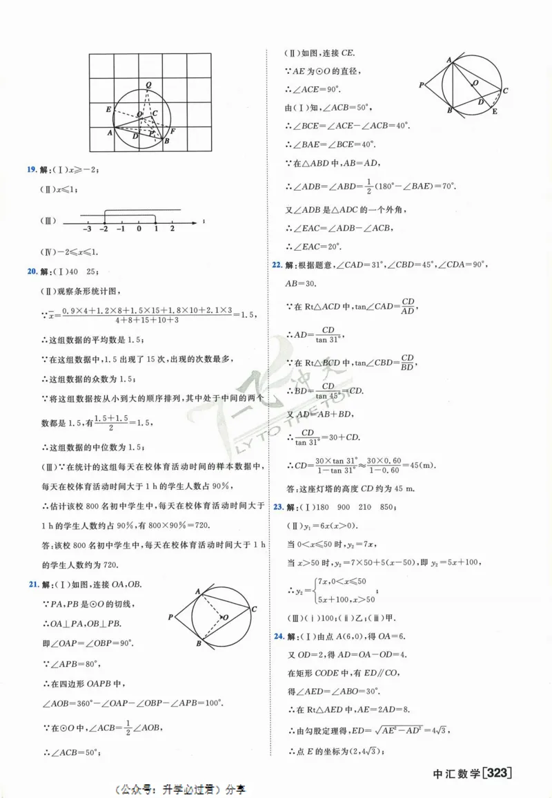 一飞冲天-中考模拟试题汇编-数学参考答案_《一飞冲天-中考专项》2026版_一飞冲天-中考模拟试题汇编（2024版）