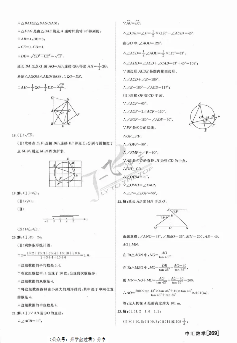 一飞冲天-中考模拟试题汇编-数学参考答案_《一飞冲天-中考专项》2026版_一飞冲天-中考模拟试题汇编（2024版）