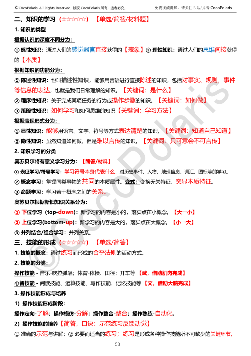 0125下中学科二CocoPolarisの教育知识与能力学习讲义_4-教培资料-26年最新资料-同步更新_初中高中教资_2025下中学教资笔试_04科一科二重点笔记_25下coco教资