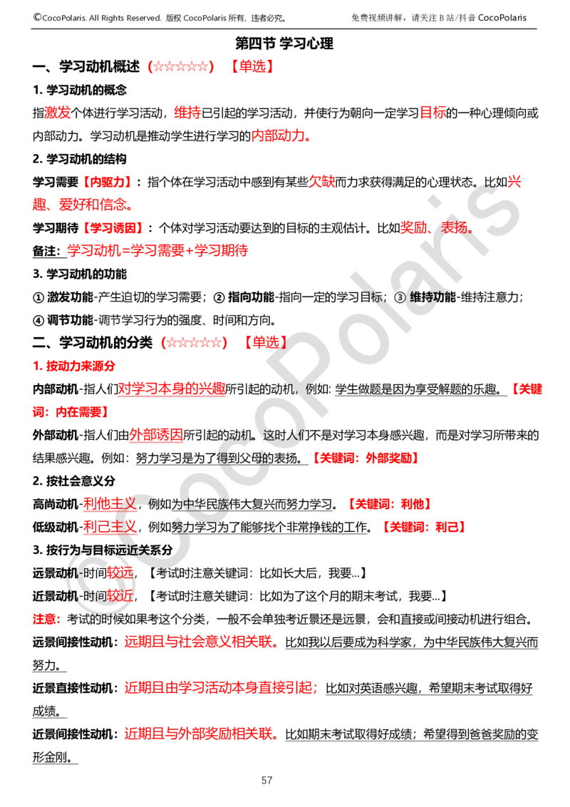 0125下中学科二CocoPolarisの教育知识与能力学习讲义_4-教培资料-26年最新资料-同步更新_初中高中教资_2025下中学教资笔试_04科一科二重点笔记_25下coco教资