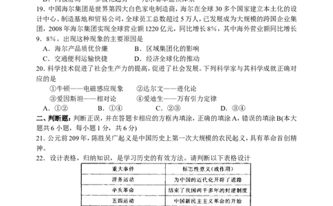 2011年江苏省苏州市中考历史试题及答案_中考真题_6.历史中考真题2015-2024年_地区卷_江苏省_苏州历史08-22