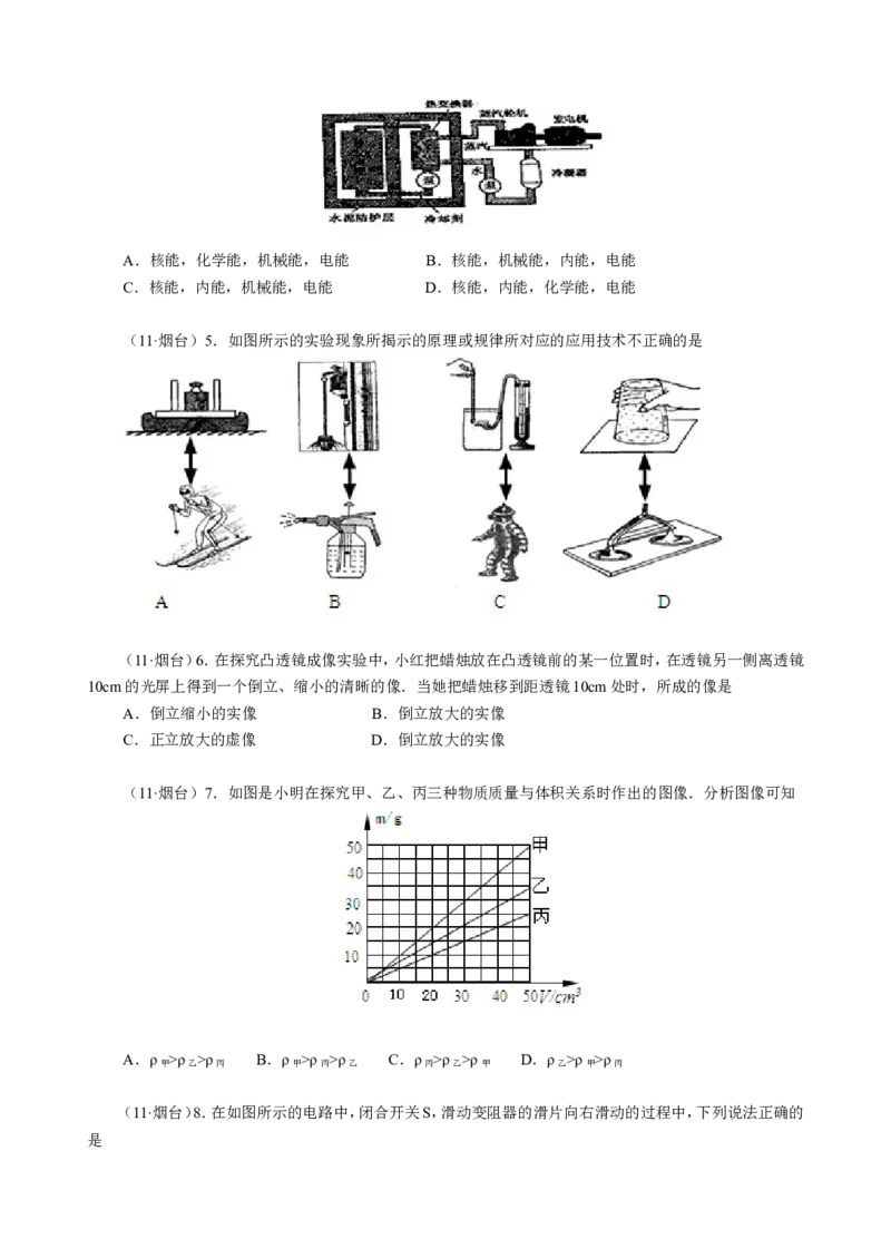 2011年山东省烟台市中考物理试卷及答案_中考真题_4.物理中考真题2015-2024年_地区卷_山东省_烟台中考物理08-21