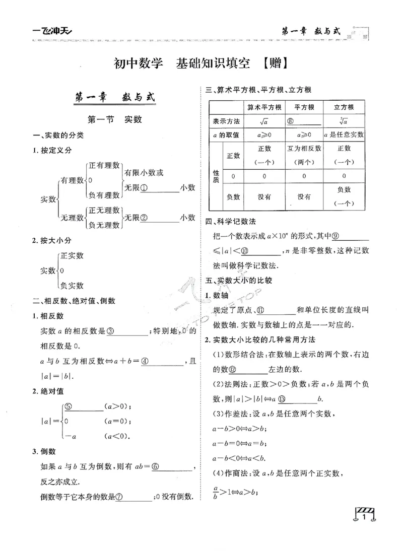 2025《一飞冲天-中考专项》数学基础知识填空_《一飞冲天-中考专项》2026版_一飞冲天-中考专项（2025版）