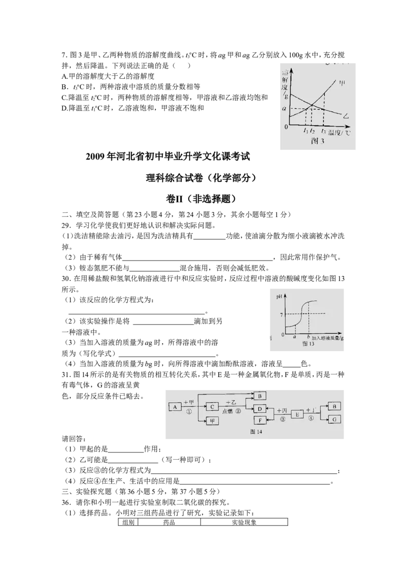 2009河北省中考化学试题及答案_中考真题_5.化学中考真题2015-2024年_地区卷_河北化学08-22