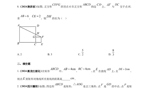专题19矩形、菱形、正方形（原卷版）_2数学总复习_2025中考复习资料_（2025年中考复习全国通用）2024年中考数学真题专题分类精选汇编