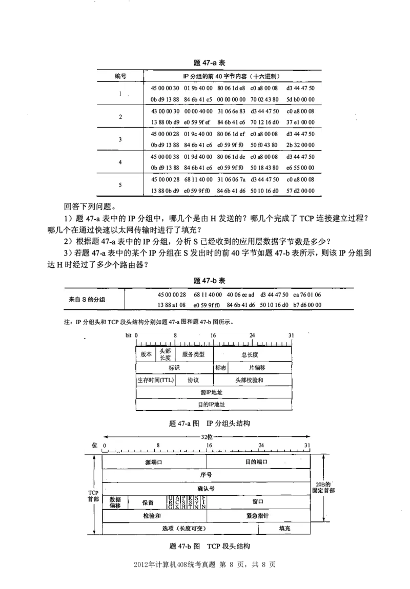 2012年计算机408统考真题_408计算机统考历年真题_2009-2025计算机408统考真题
