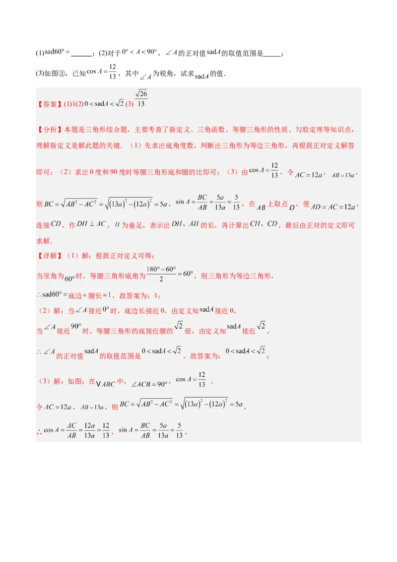 2025年中考数学几何模型综合训练（通用版）专题29解直角三角形模型之新定义模型解读与提分精练（教师版）_2数学总复习_2025中考复习资料_2025年中考数学几何模型综合训练(通用版)