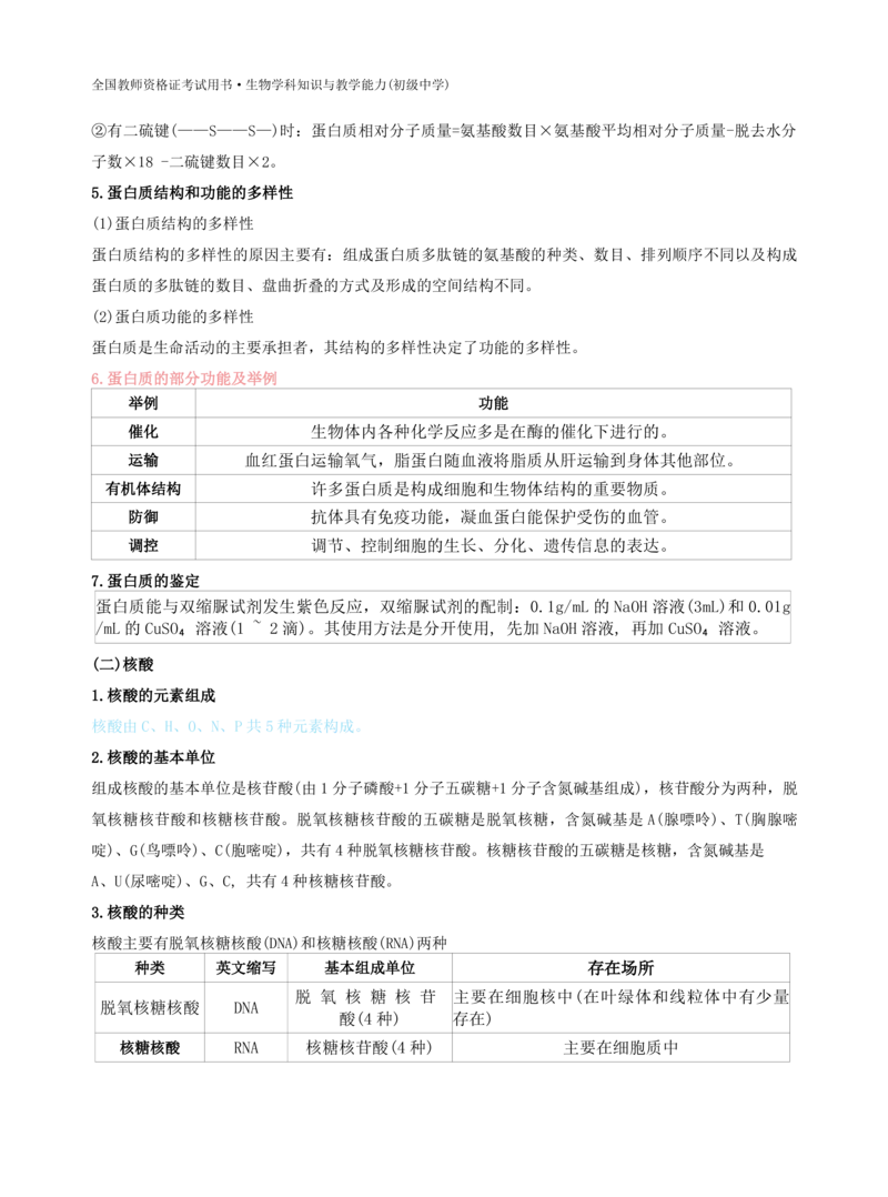 初中生物-学霸笔记113页_教资_初高中2026教资_26上资料（持续更新）_初中科三_初中科目三资料合集①_初中生物