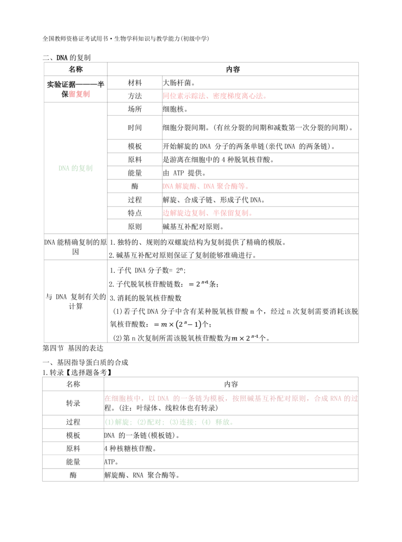 初中生物-学霸笔记113页_教资_初高中2026教资_26上资料（持续更新）_初中科三_初中科目三资料合集①_初中生物