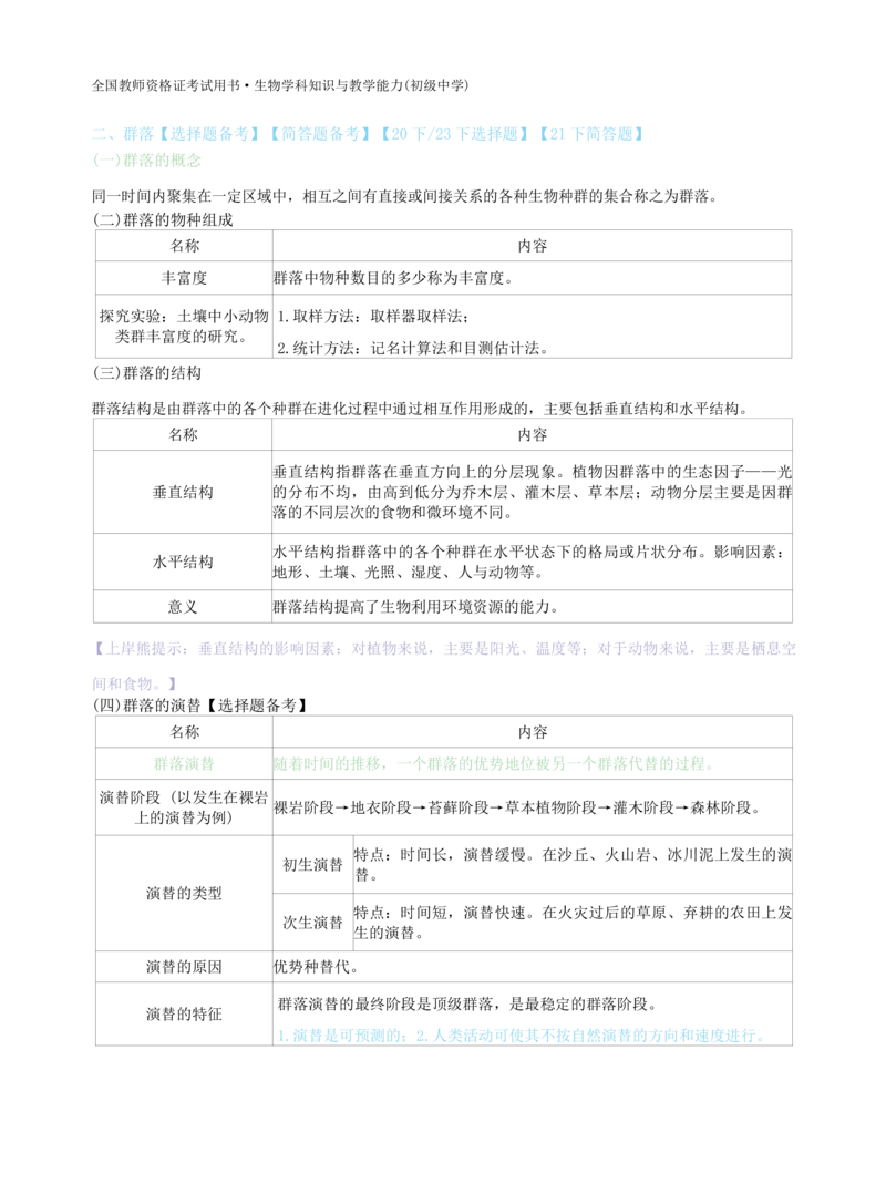 初中生物-学霸笔记113页_教资_初高中2026教资_26上资料（持续更新）_初中科三_初中科目三资料合集①_初中生物