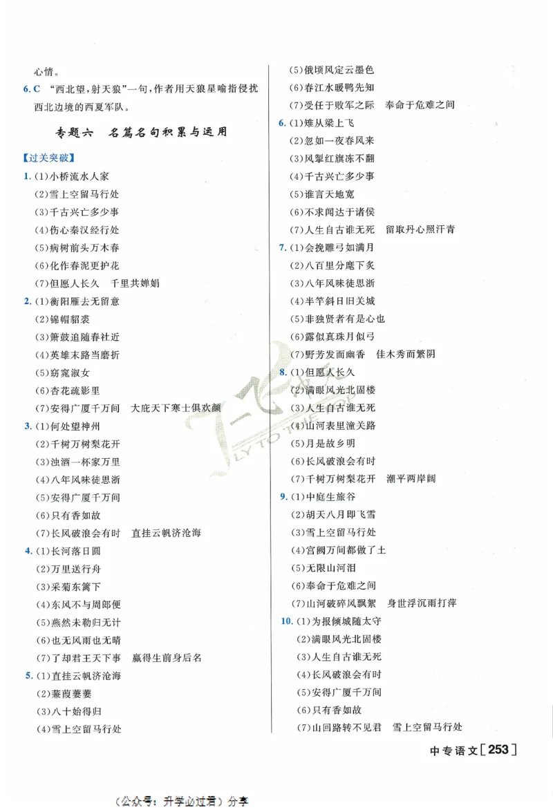 一飞冲天-中考专项精品试题分类-语文参考答案_《一飞冲天-中考专项》2026版_一飞冲天-中考专项精品试题分类（2024版）