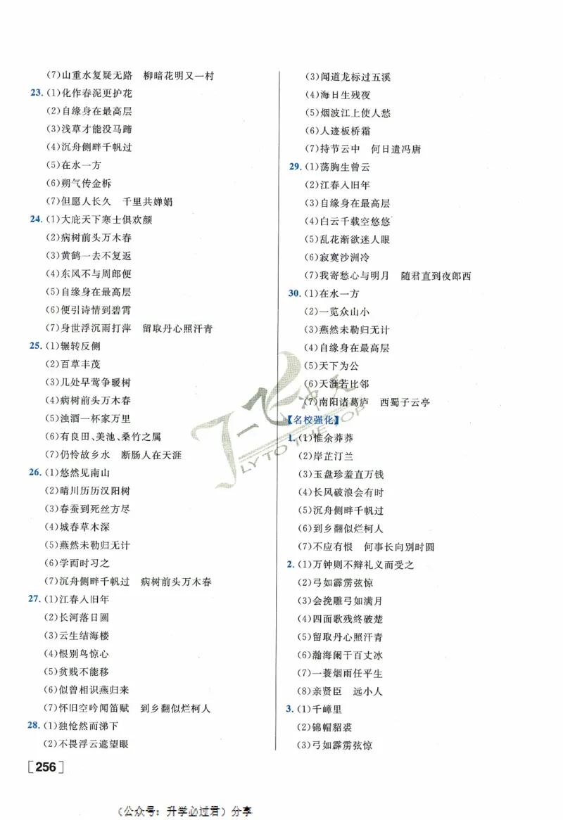 一飞冲天-中考专项精品试题分类-语文参考答案_《一飞冲天-中考专项》2026版_一飞冲天-中考专项精品试题分类（2024版）