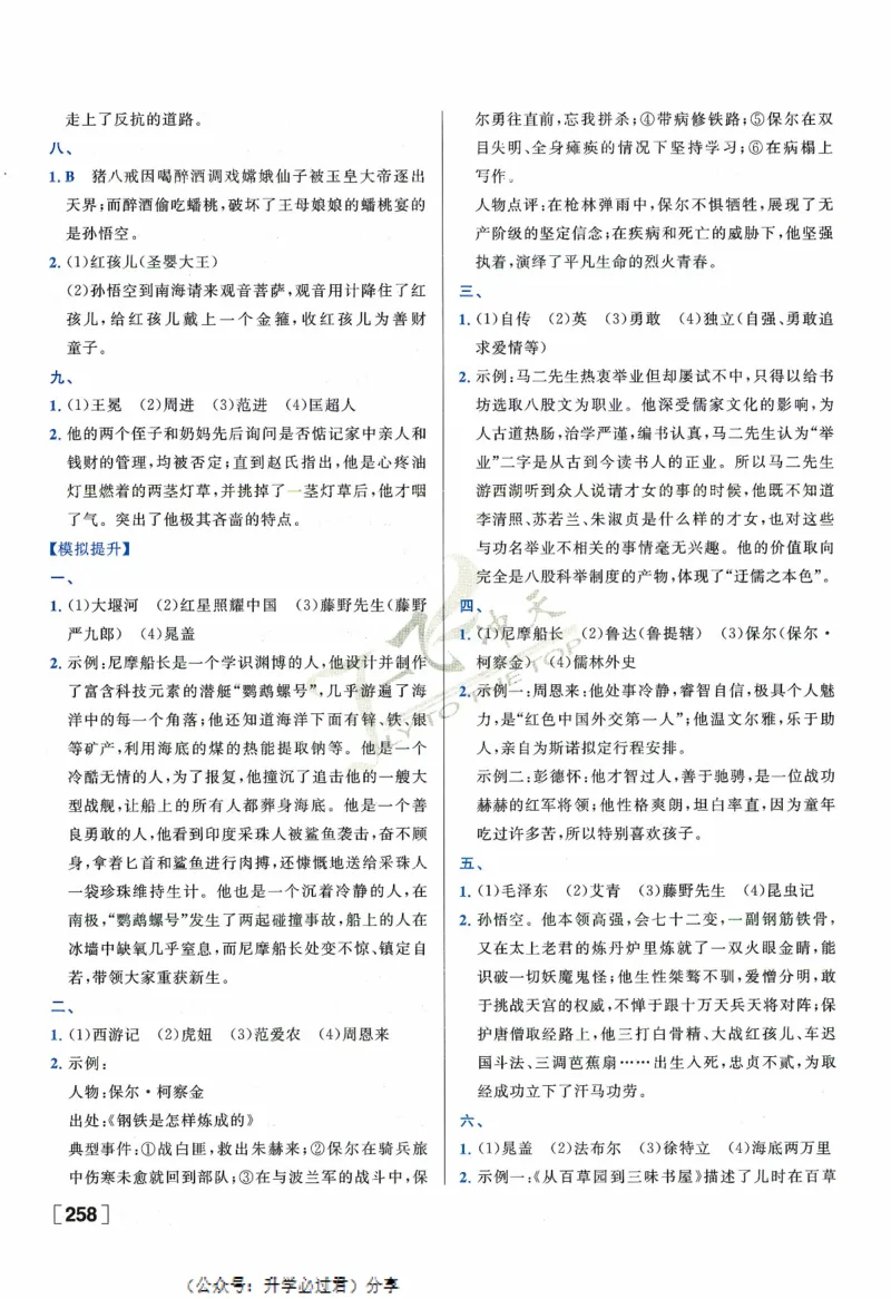 一飞冲天-中考专项精品试题分类-语文参考答案_《一飞冲天-中考专项》2026版_一飞冲天-中考专项精品试题分类（2024版）