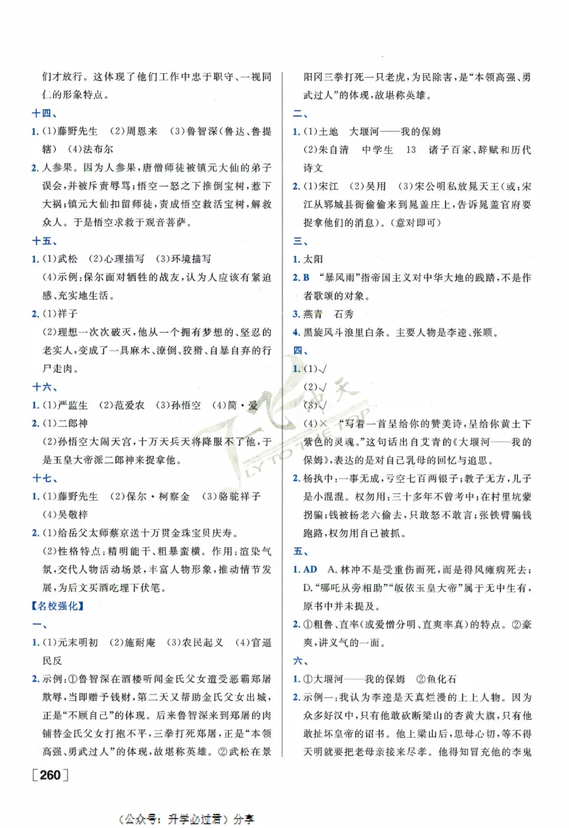 一飞冲天-中考专项精品试题分类-语文参考答案_《一飞冲天-中考专项》2026版_一飞冲天-中考专项精品试题分类（2024版）