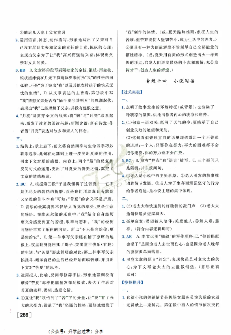 一飞冲天-中考专项精品试题分类-语文参考答案_《一飞冲天-中考专项》2026版_一飞冲天-中考专项精品试题分类（2024版）