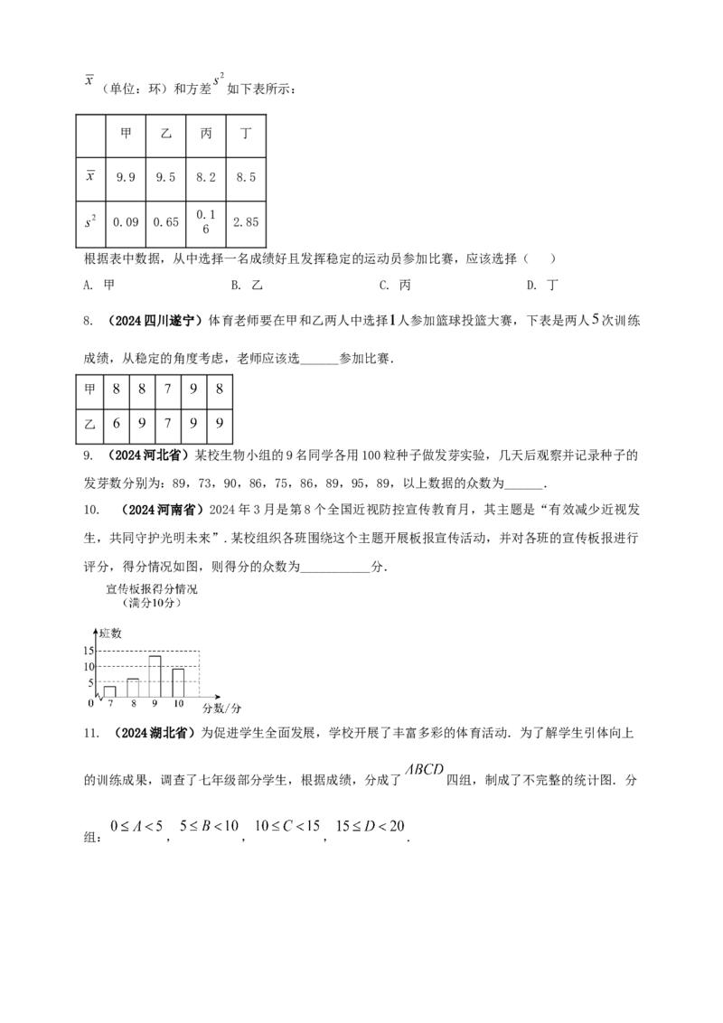 2025年中考数学一轮复习学案：7.1抽样与数据分析（学生版）_2数学总复习_2025中考复习资料_2025年中考数学一轮复习学案（全国通用）