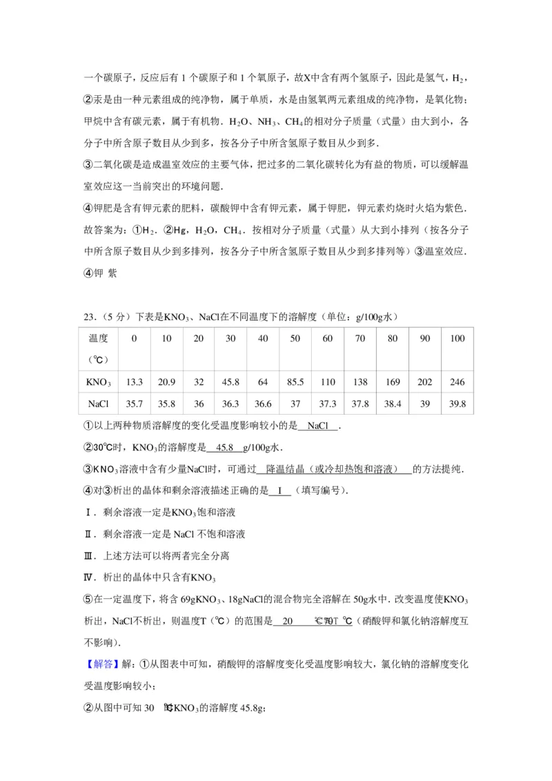 2011年上海市初中毕业统一学业考试化学试卷及答案_中考真题_5.化学中考真题2015-2024年_地区卷_上海化学统一学业考试10～21_2010年-2021年上海中考试卷-化学_PDF版